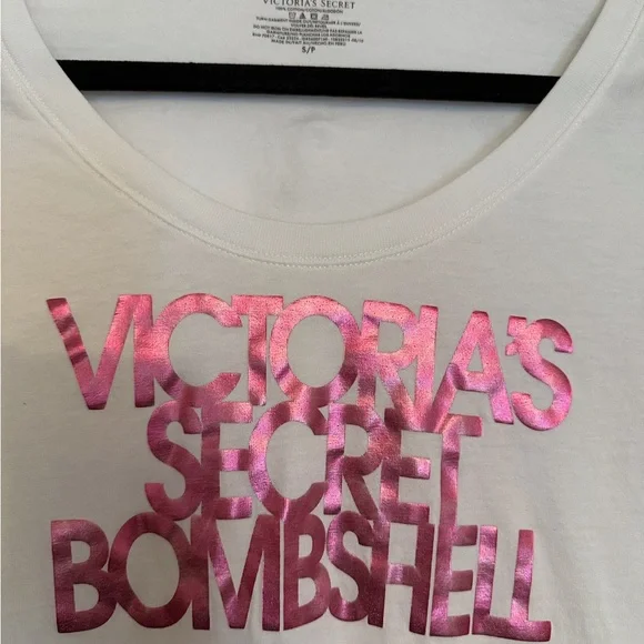 Victoria’s Secret Bombshell White w Metallic Pink Rare Y2K Graphic Tee Small - Picture 5 of 13